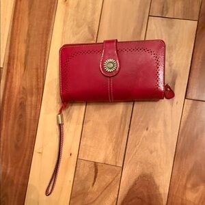 Chic Red Women's Wallet with Strap